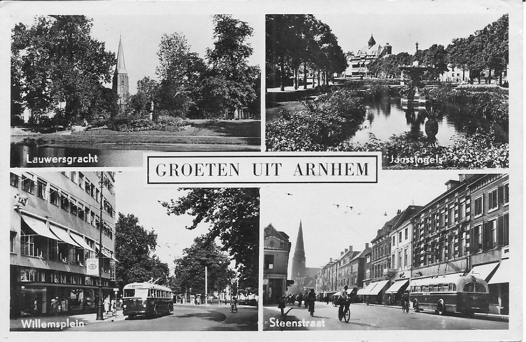 Oude Ansichtkaart 'Groeten uit Arnhem., Ophalen of Verzenden, 1960 tot 1980, Gelopen, Gelderland