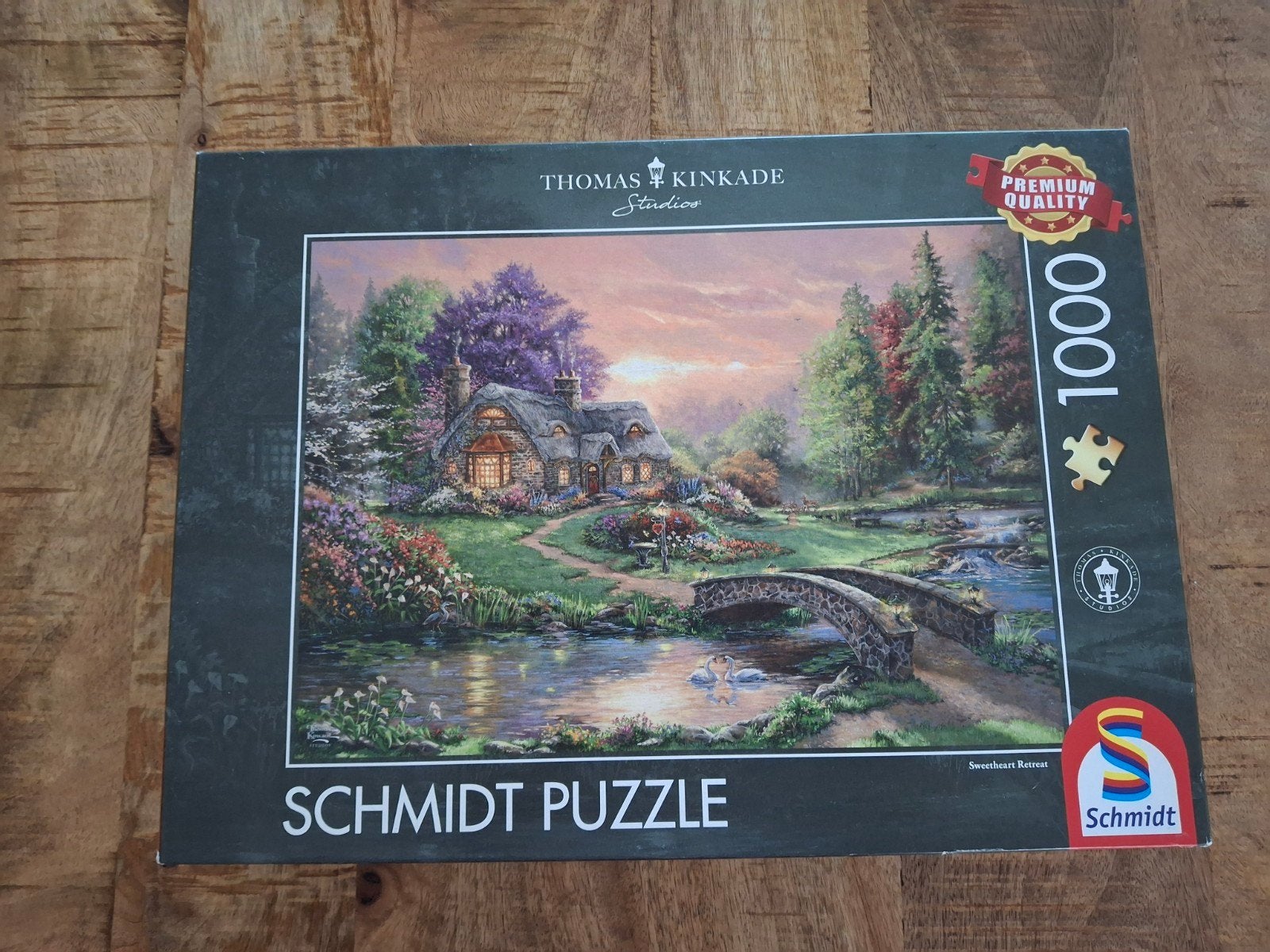 Schmidt Thomas Kinkade legpuzzel sweathart retreat 1000 stuk, Ophalen of Verzenden, 500 t/m 1500 stukjes, Gebruikt