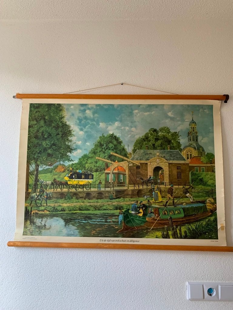 Schoolplaat Isings - Uit de tijd van trekschuit en diligence, Antiek en Kunst, Ophalen of Verzenden, Geschiedenis