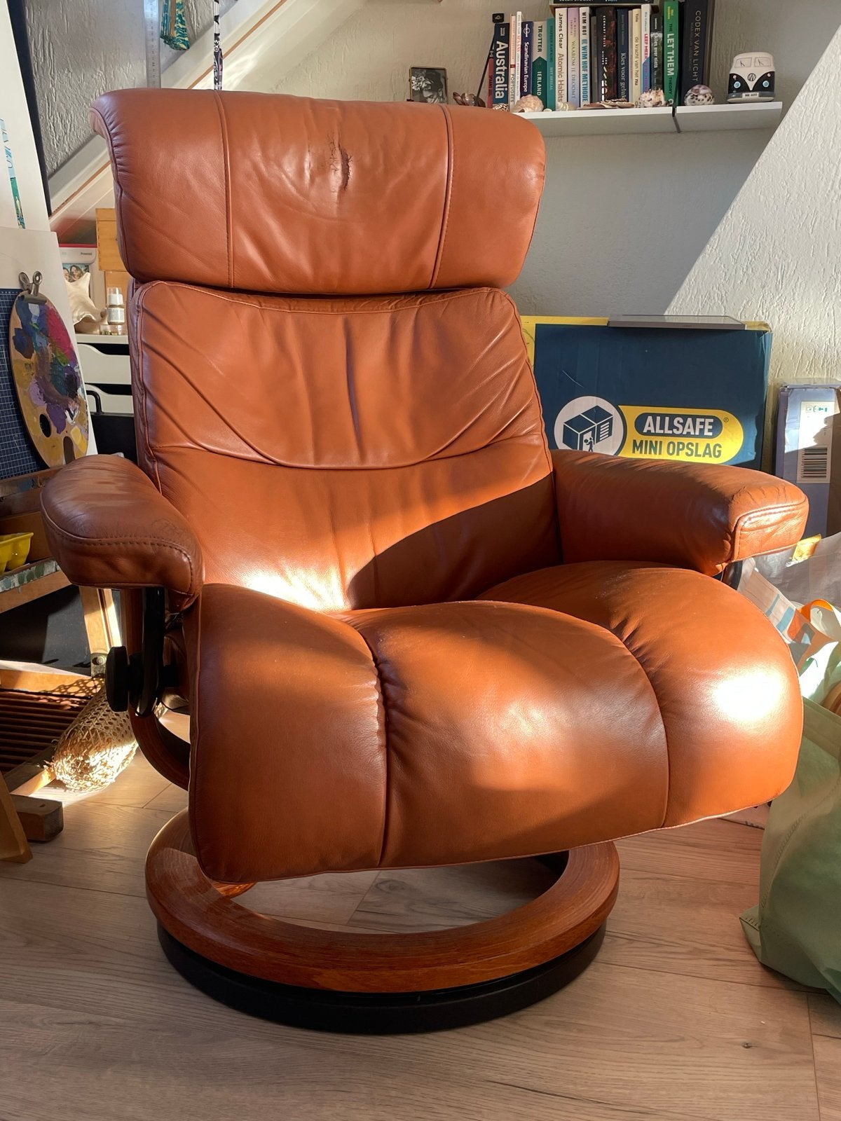 Stressless Ekornes Relaxfauteuil - Bruin Leer, Ophalen, Gebruikt, Bruin, Leer