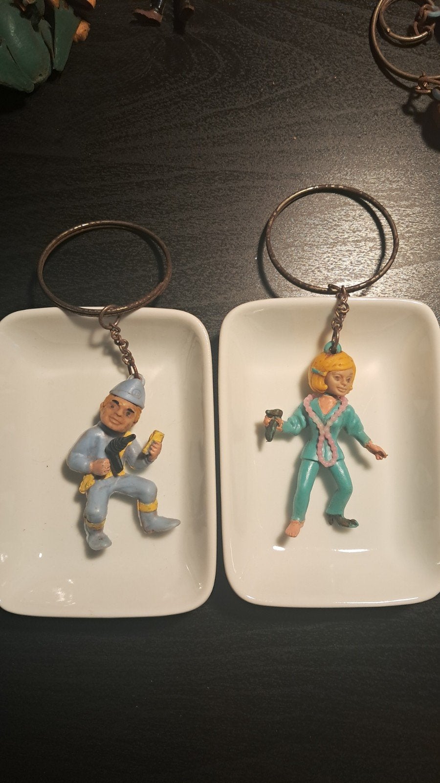 Vintage Thunderbirds Sleutelhangers Set (Jaren '60), Ophalen of Verzenden, Gebruikt