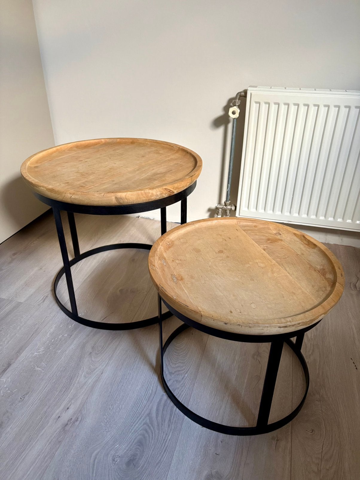 Set van 2 salontafels, Ophalen, Rond, 50 tot 100 cm, Zo goed als nieuw
