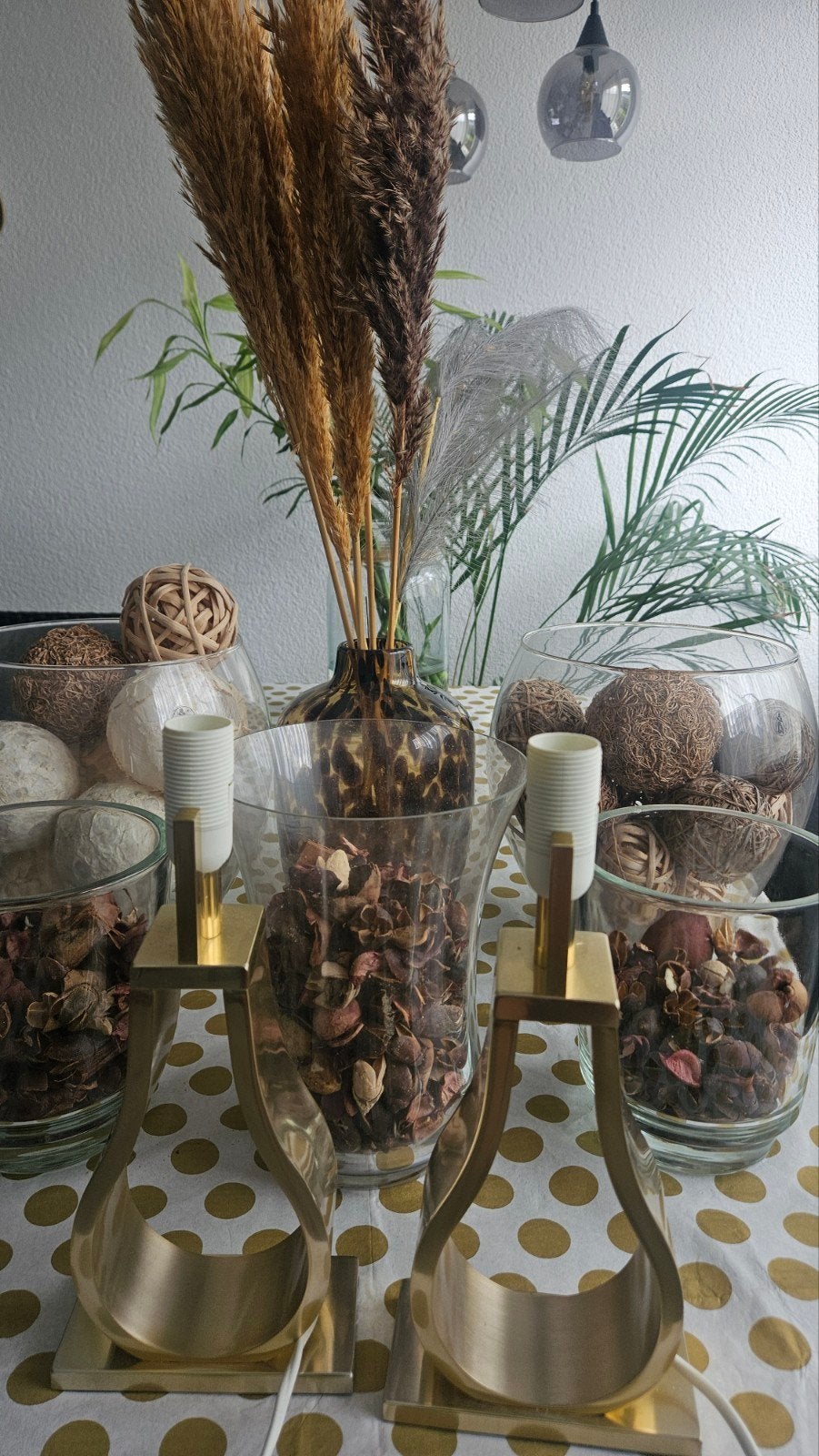 Complete stijlvolle woondecoratie set – goud/beige, Ophalen, Zo goed als nieuw, Rond, Hout
