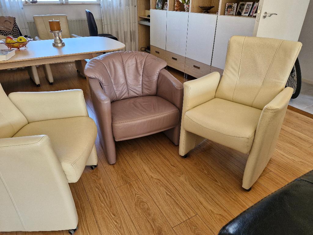 Lederen stoelen, Overige kleuren, Drie, Leer, Ophalen of Verzenden