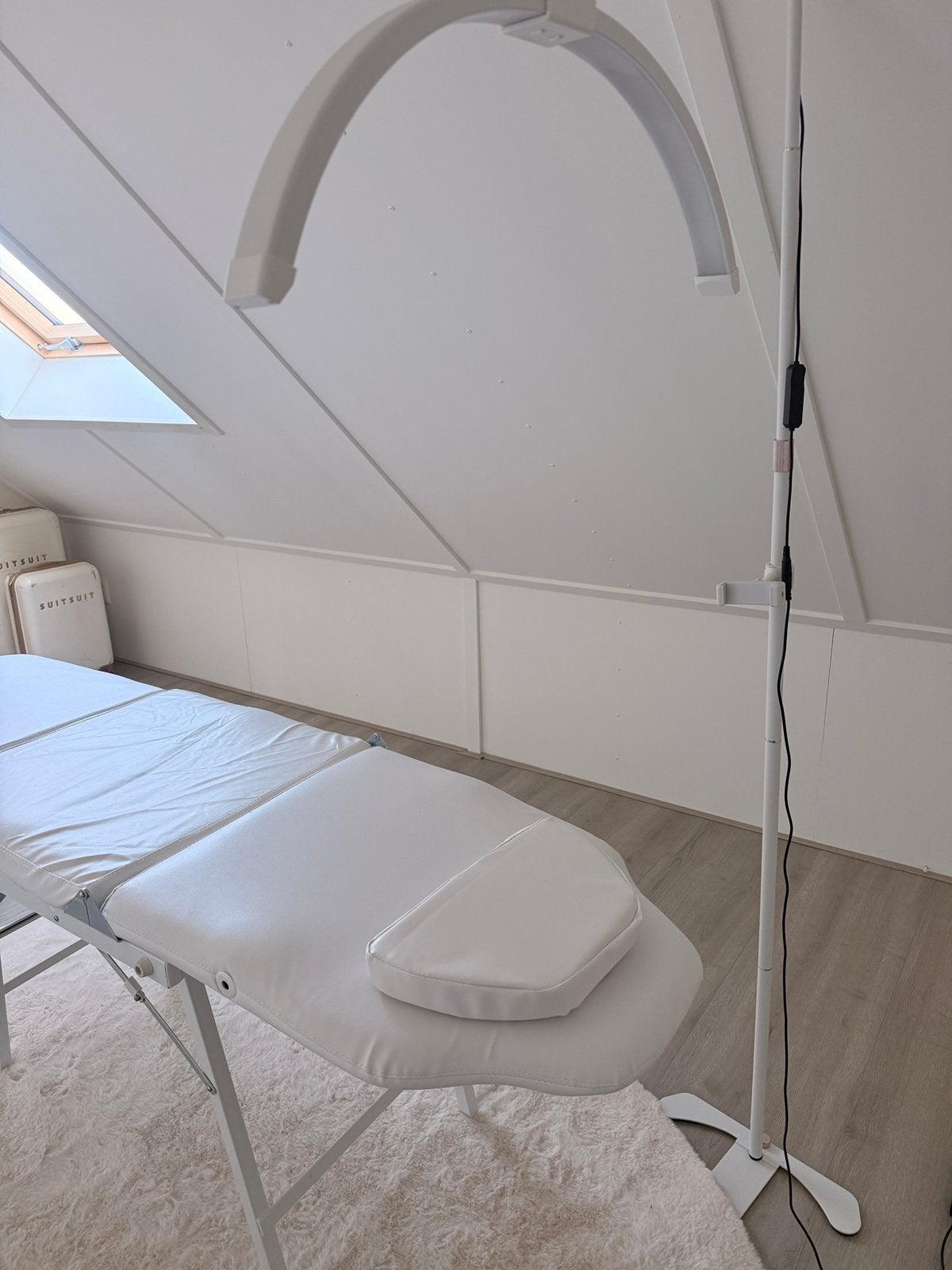 Behandelstoel + hoes en halve maan lamp., Ophalen, Zo goed als nieuw, Overige typen