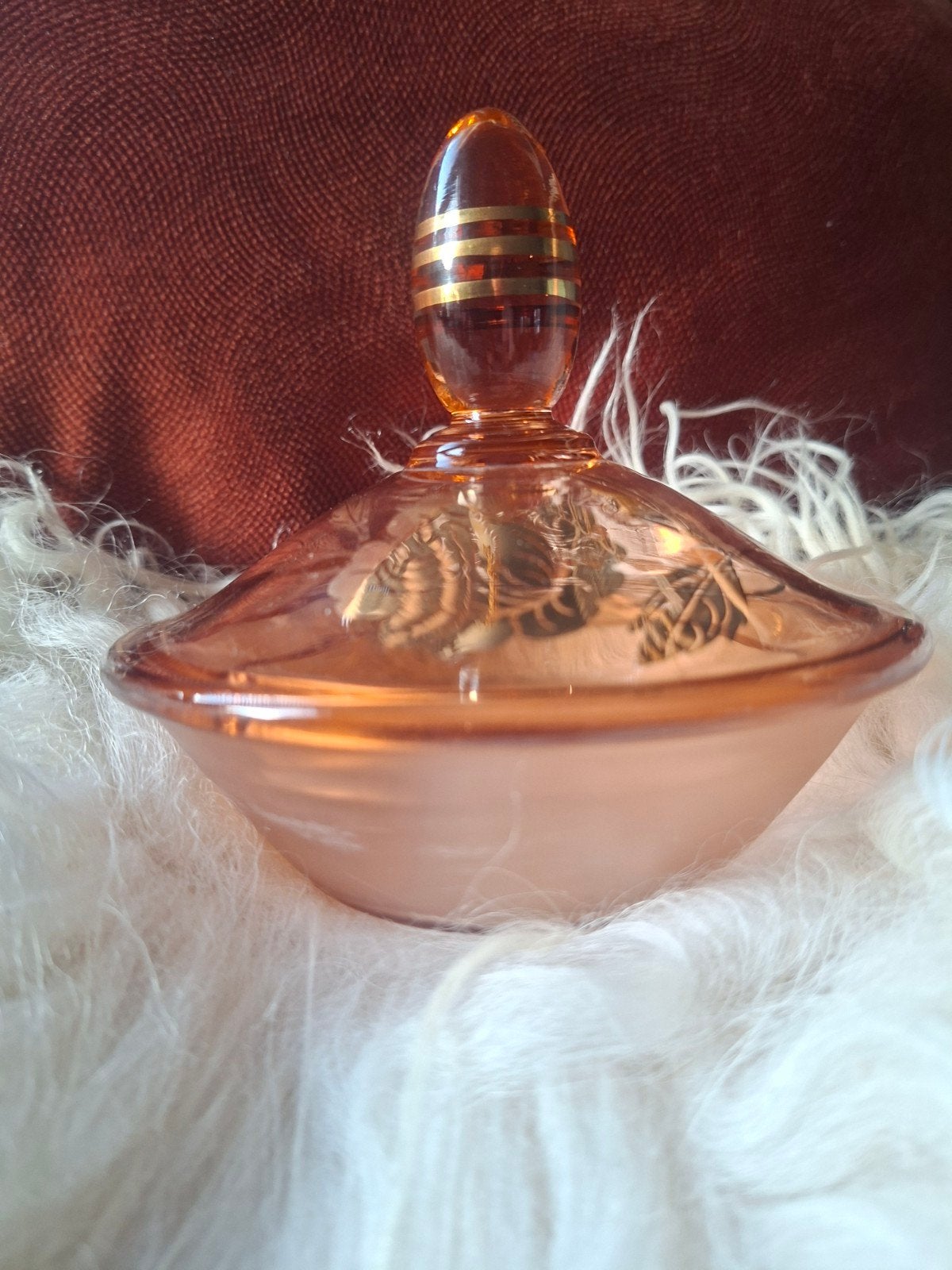 Vintage Boheems Roze Glazen Bonbonnière (Jaren 50), Ophalen of Verzenden
