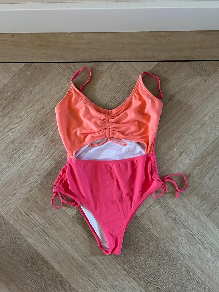 Z.g.a.n. Cut out badpak van Lascana oranje / roze, 36 C / D, Lascana, Badpak, Ophalen of Verzenden, Zo goed als nieuw