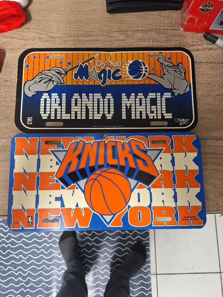 Vintage plastic NBA nummerborden NY Knicks Orlando Magic, Ophalen of Verzenden, Zo goed als nieuw, Overige typen