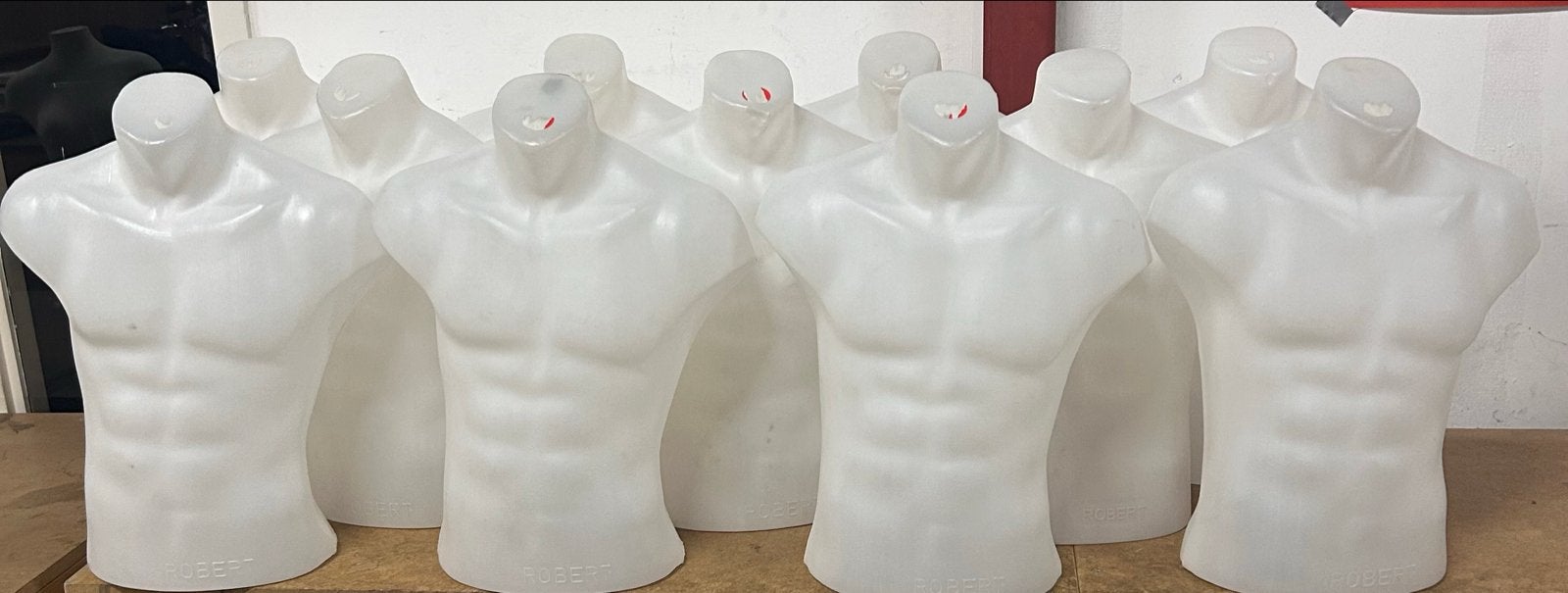 11 Heren Bovenlichaam Busters - Plastic Etalagepoppen, Hobby en Vrije tijd, Naaien en Fournituren, Ophalen, Gebruikt, Paspop