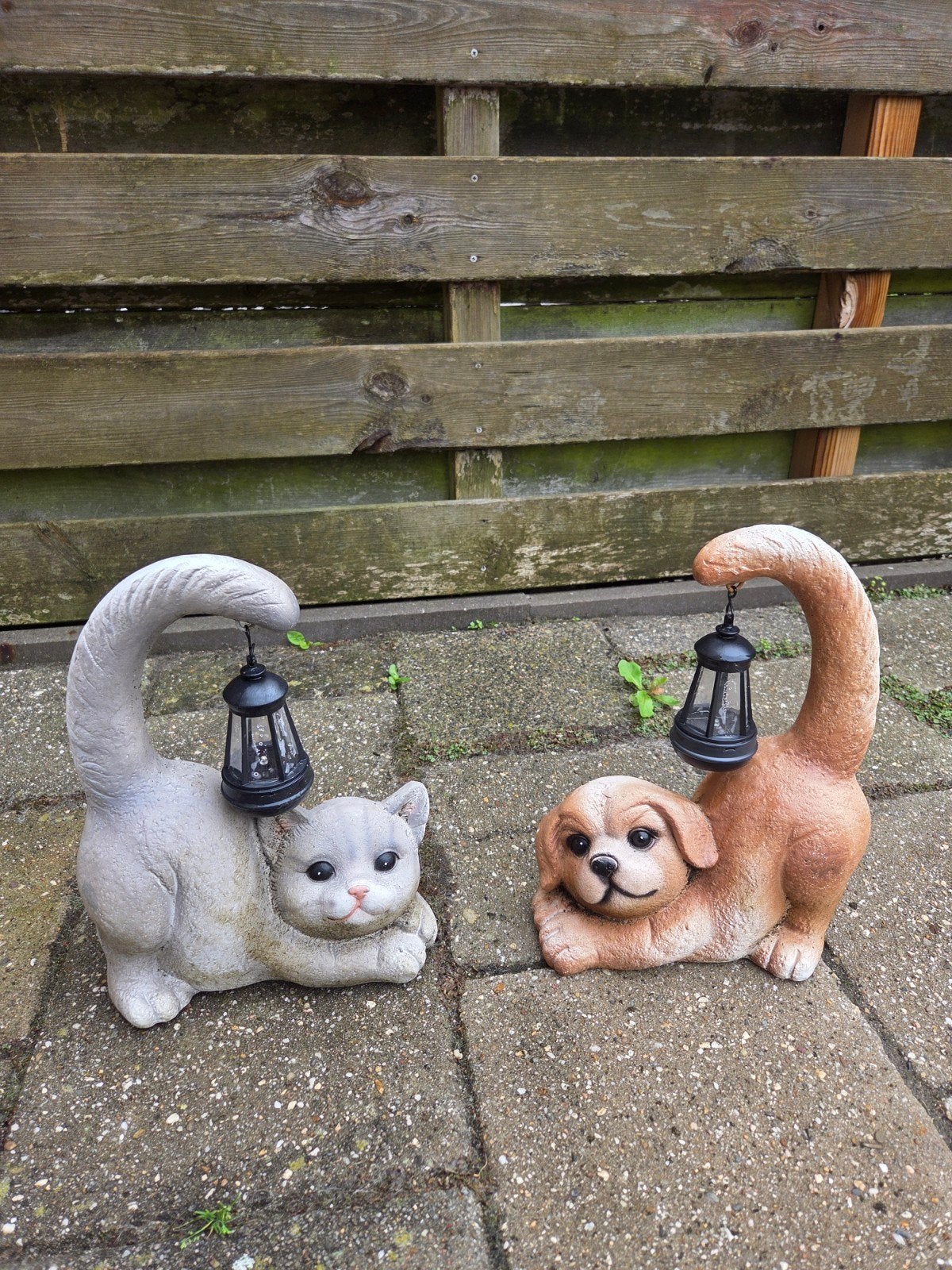 Hond en kat beeld solar verlichting, Ophalen of Verzenden, Nieuw, Kunststof