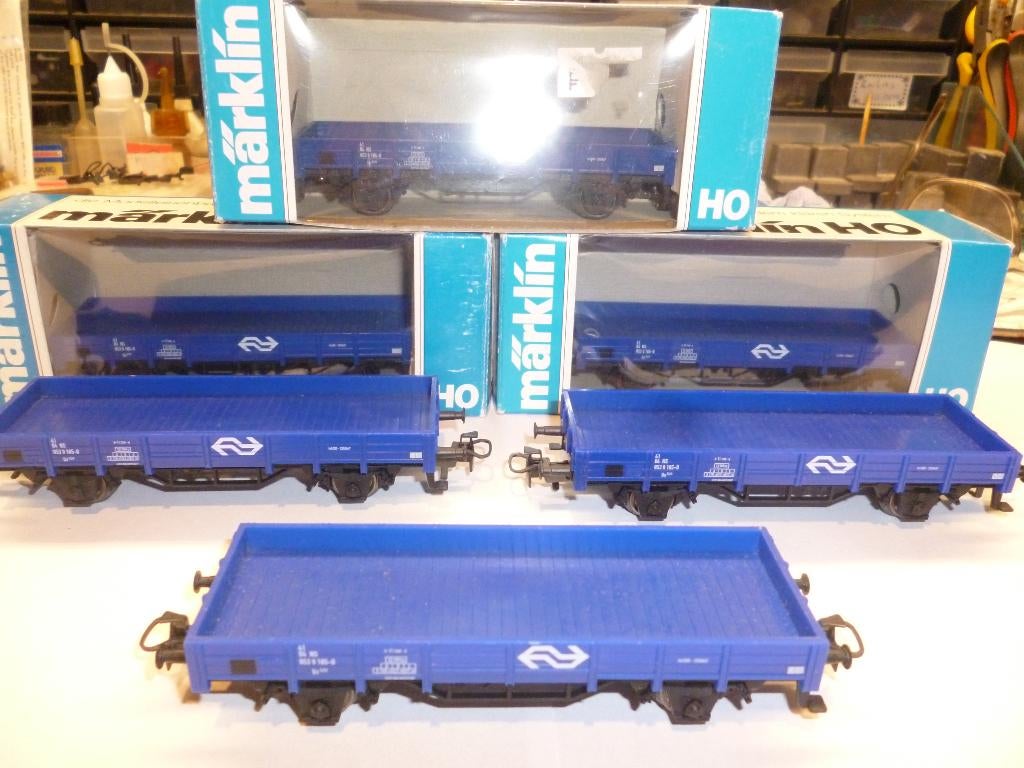 Marklin   NS-lagebakwagen  4433   = 6stuks, Wisselstroom, Wagon, Ophalen of Verzenden, Märklin