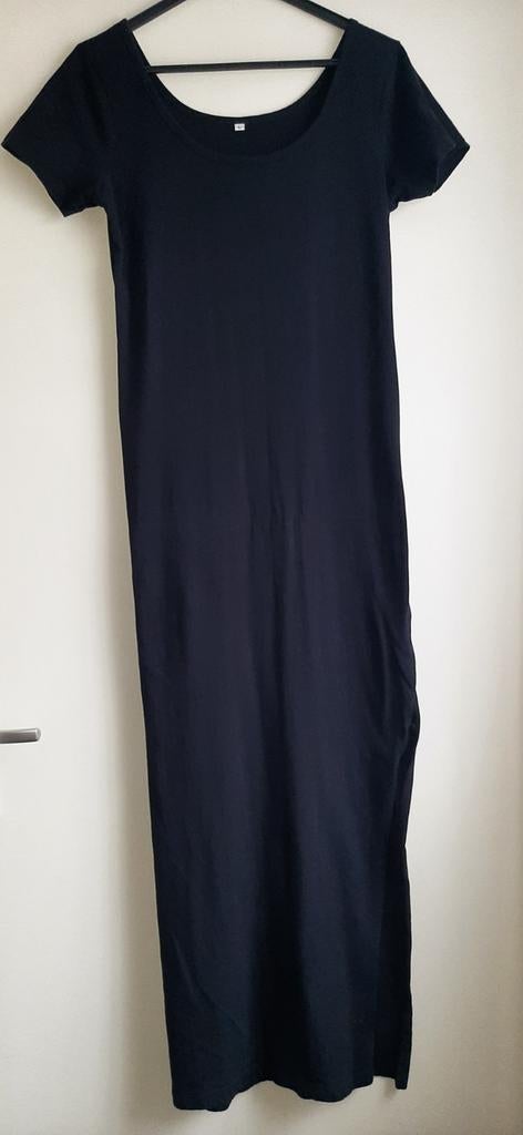 Lange zwarte tricot jurk, maat 38, Maat 38/40 (M), Zwart, Ophalen of Verzenden, Korte mouw