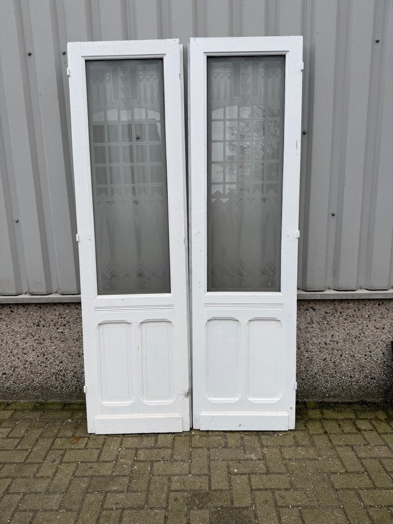Dubbel paneel Art Deco geetst glas, La belle porte, Jurgen.hoogenboezem@gmail.com, Binnendeur, Ophalen of Verzenden