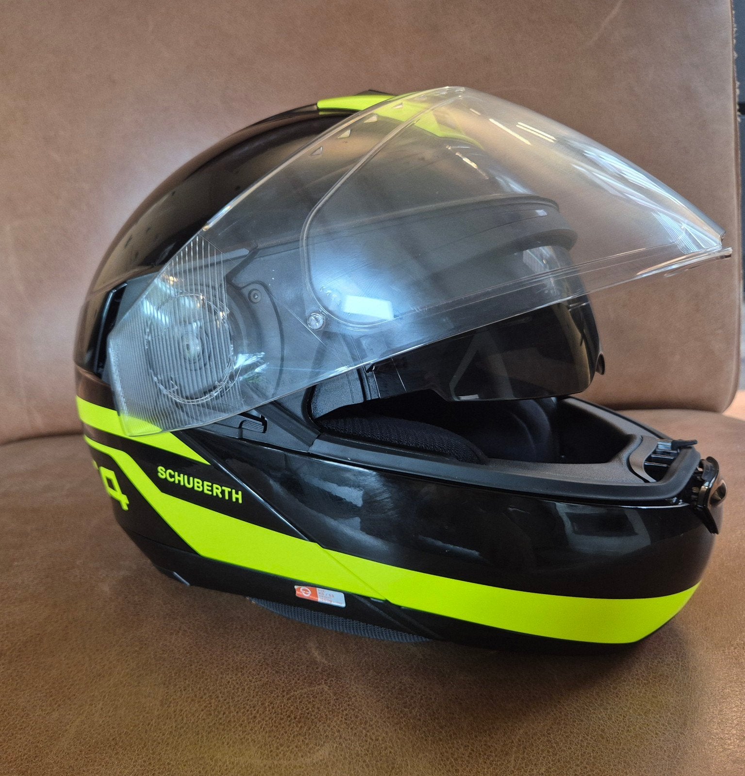 Schuberth C4 Systeemhelm motor integraal  - Zwart/Geel - Maa, Overige merken, XS, Systeemhelm, Ophalen of Verzenden
