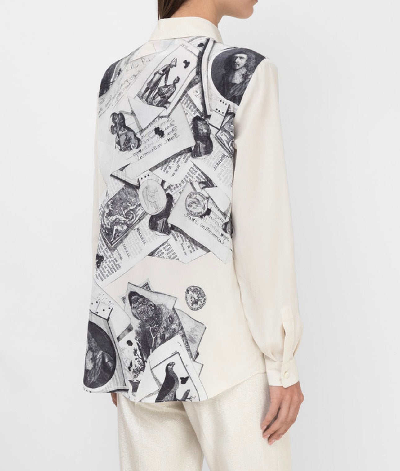 ETRO 100% Silk Baroque Antique Newspaper Print Shirt Blouse, Ophalen of Verzenden, Zo goed als nieuw, Maat 36 (S), Meerkleurig