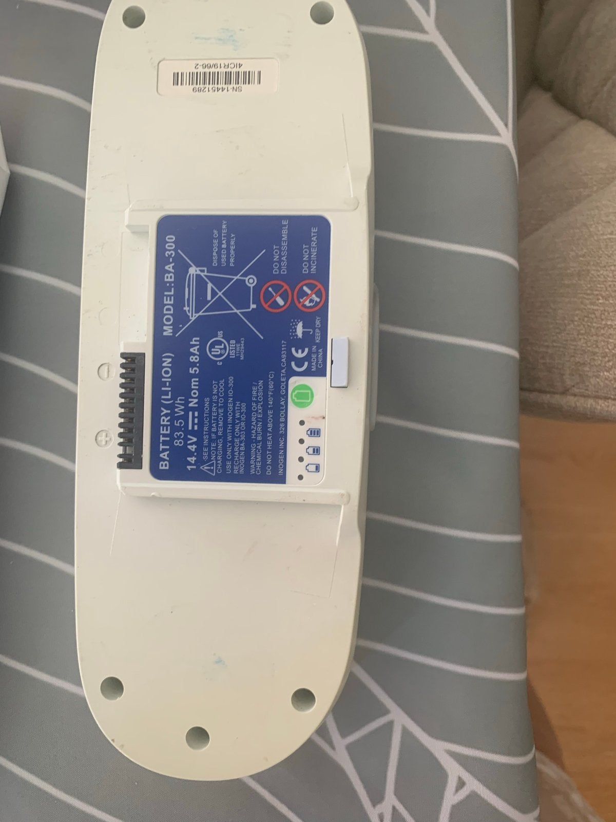 Inogen One G3 Batterij BA-300 (14.4V, 5.8Ah, 83.5Wh), Ophalen, Gebruikt, Oplaadbaar