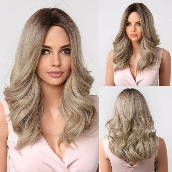 Pruik halflang zandblond haar in laagjes model Roxy, Verzenden, Nieuw, Pruik of Haarverlenging