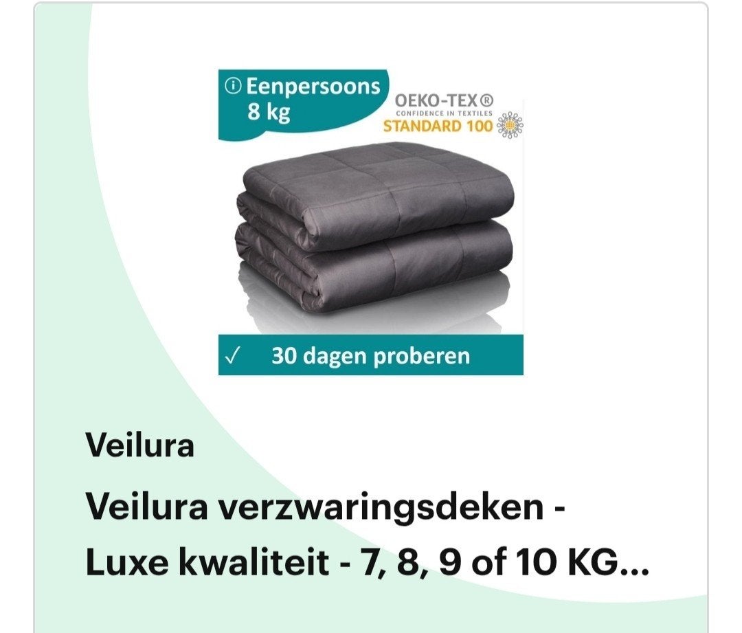 Veilura verzwaringsdeken - Luxe kwaliteit - 8 KG - 150x200, Eenpersoons, Nieuw, Ophalen of Verzenden, Deken of Dekbed