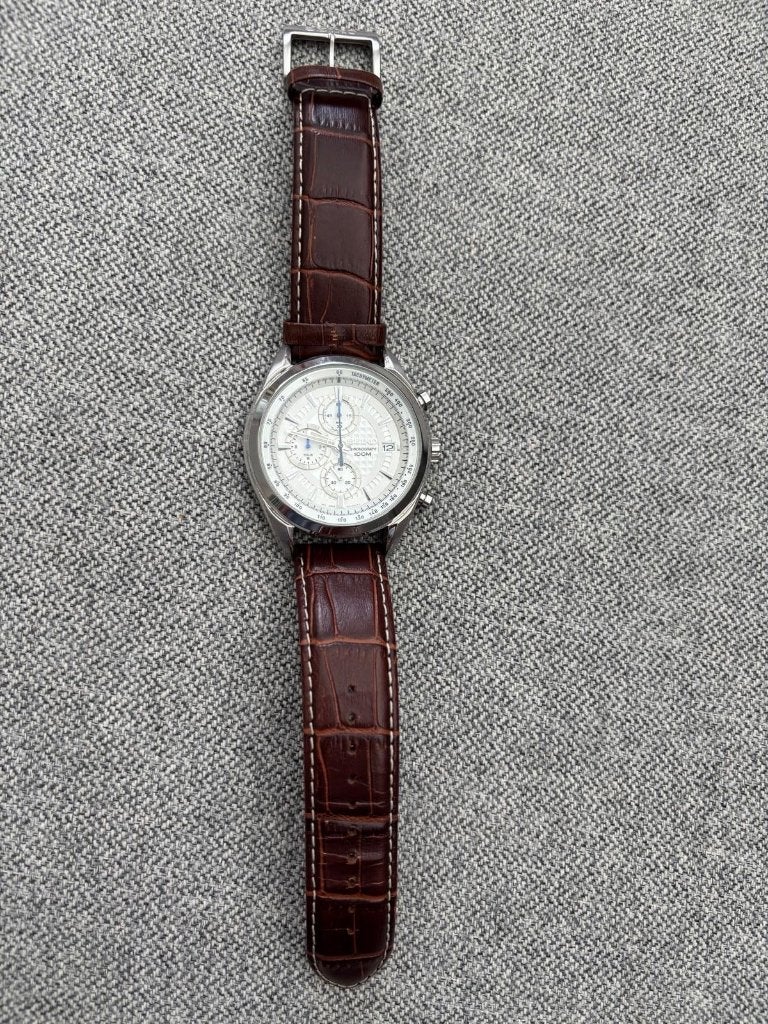 Seiko Flightmaster Pilot Chronograaf 7T92-0CF0, Seiko, Polshorloge, Ophalen of Verzenden, Leer