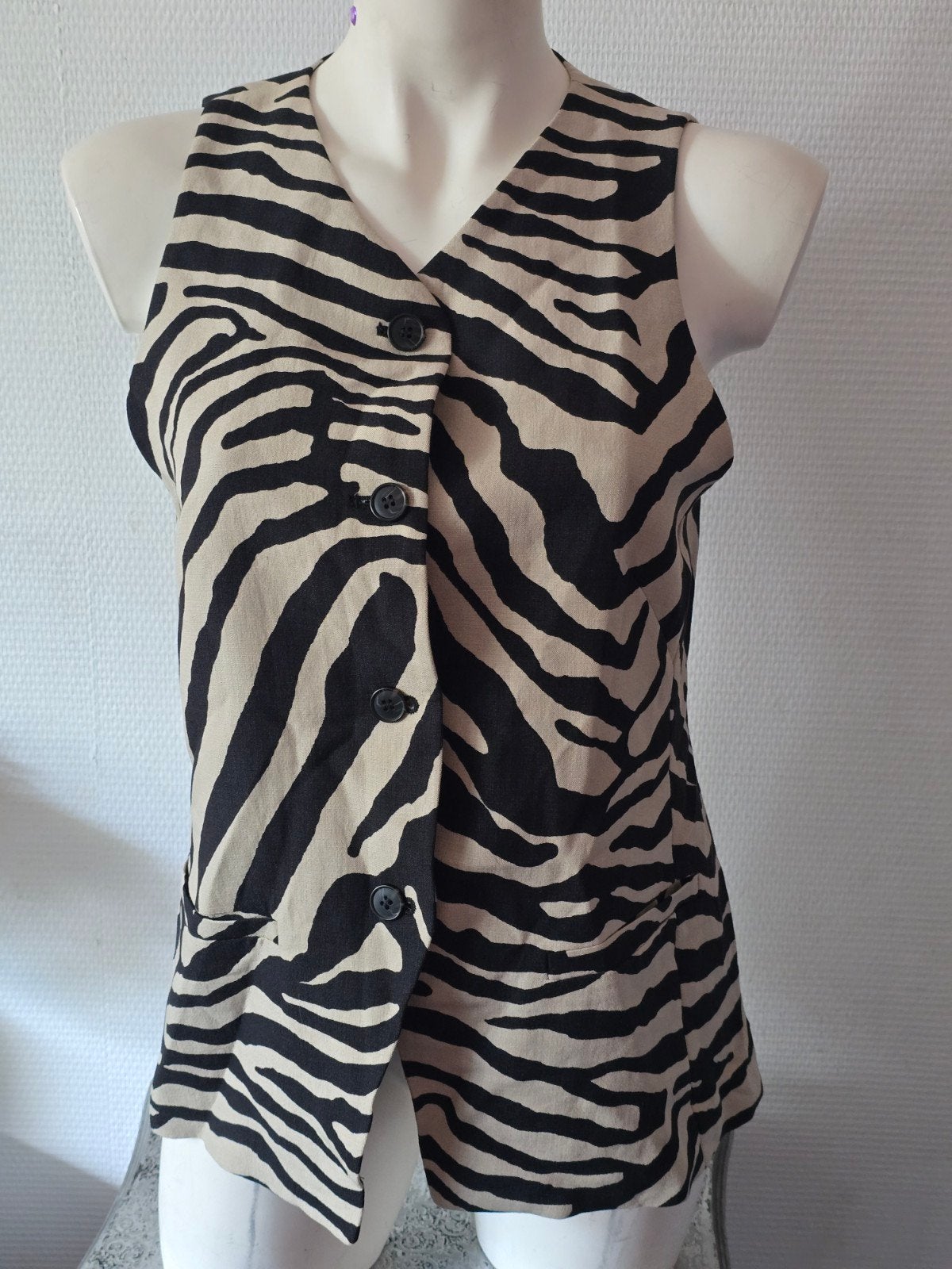 H&M Zebra Print Mouwloos Blouse Maat 40, Maat 38/40 (M), H&M, Meerkleurig, Ophalen of Verzenden