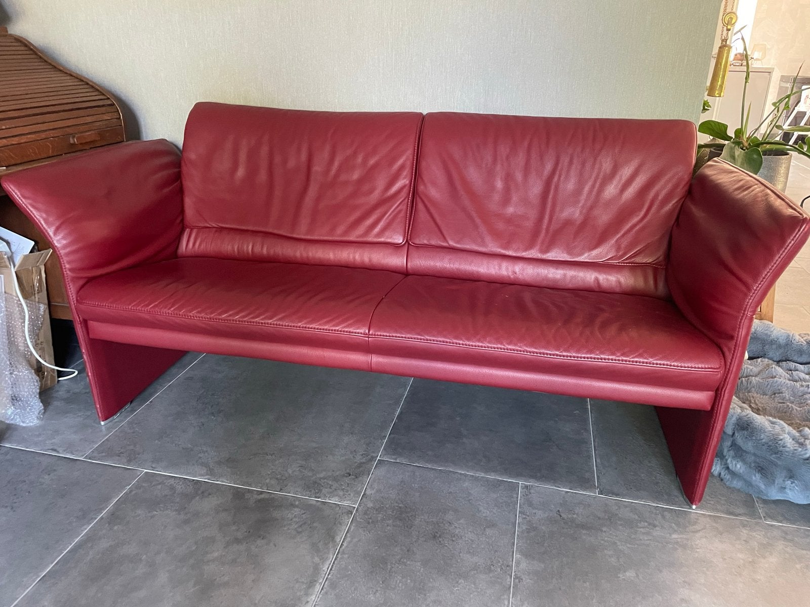 Jori JR3250 Angel Design Bank - Rood Leer, Ophalen, Gebruikt, Driepersoons, Rechte bank