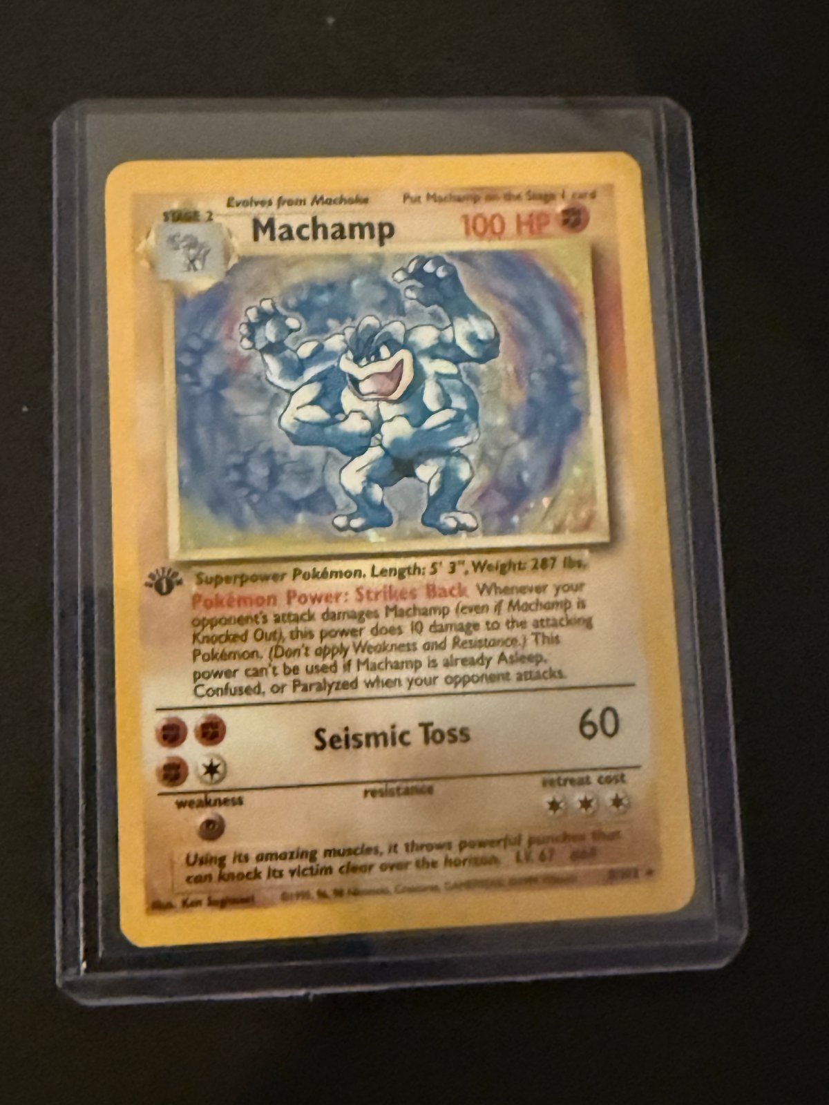 Machamp [1st Edition] #8 Pokemon Base Set, Ophalen of Verzenden, Gebruikt, Losse kaart