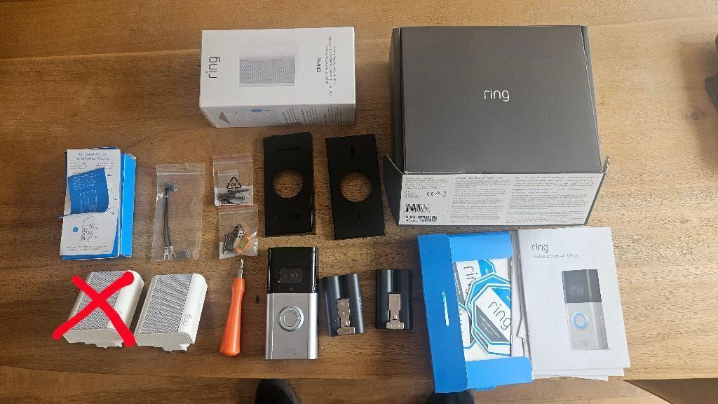 Ring deurbel 3 plus + 1x chime + 2x batterij, Ophalen of Verzenden, Bewegingsdetectiesensor, Gebruikt, Draadloos