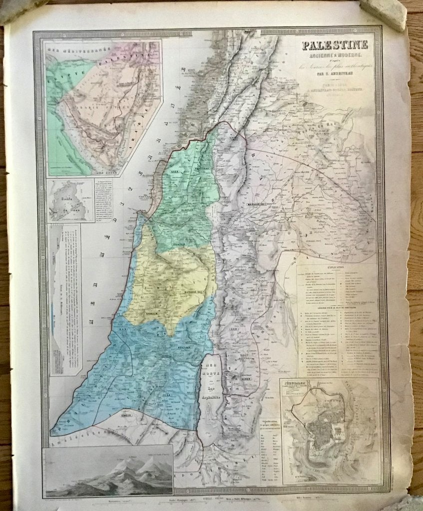Antieke landkaart 1864 Palestina Israel Libanon Zeldzaam!, Gelezen, Ophalen of Verzenden, Landkaart, 1800 tot 2000