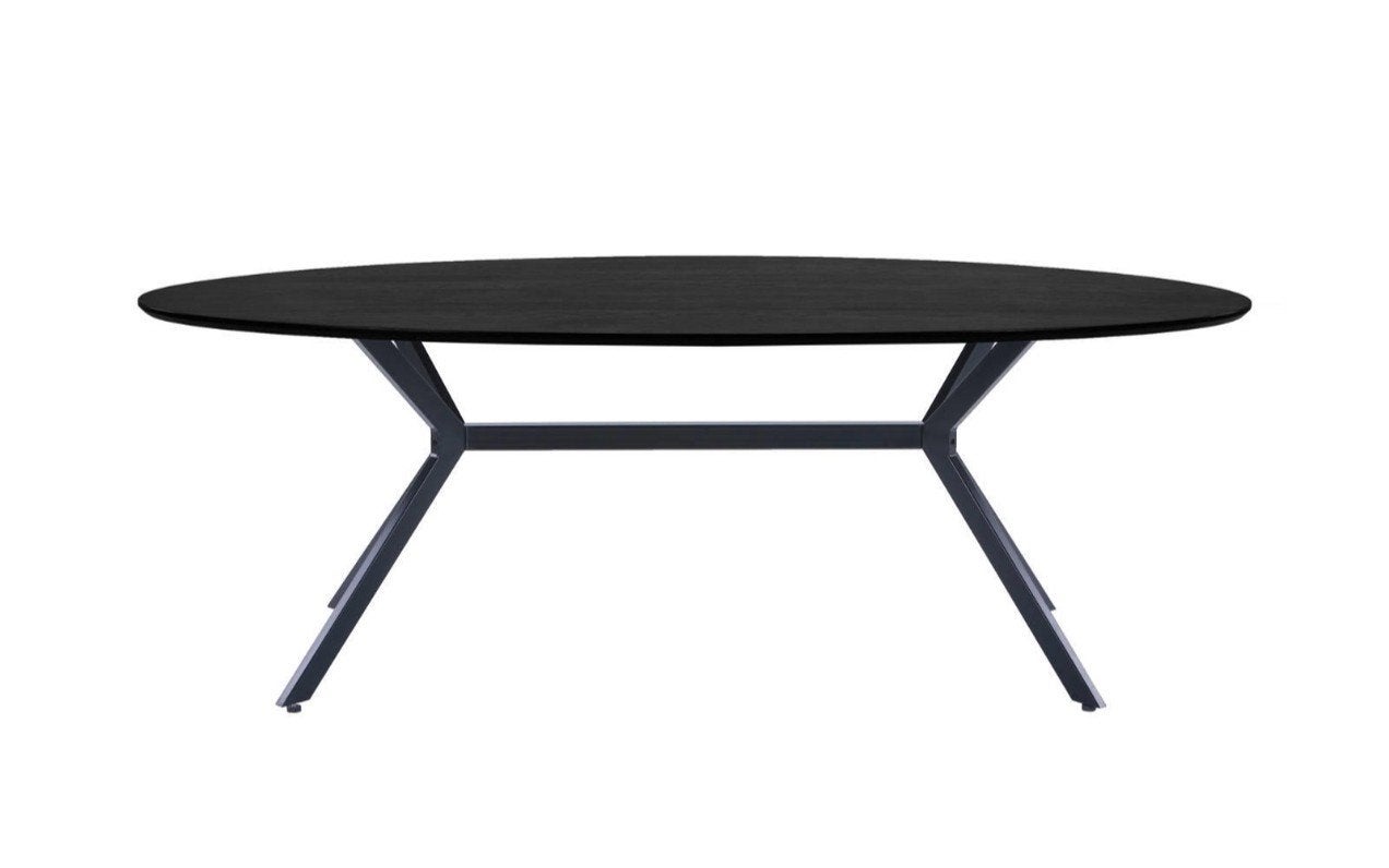 Zwarte Woood eettafel Bruno 220x100cm., Ophalen, Gebruikt, 200 cm of meer, 50 tot 100 cm