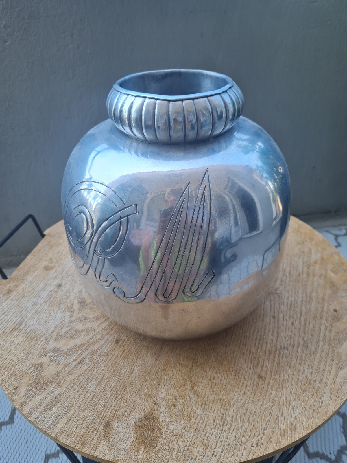 Riviera Maison Zilveren Vaas - Fairytale Vase M, Ophalen, Gebruikt, Met patroon/structuur, Metaal