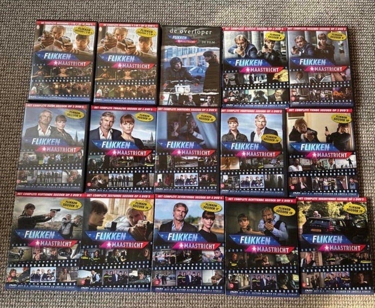 Flikken Maastricht Seizoen 1-19 + Film De Overloper DVD, Nederlands, Zo goed als nieuw, Vanaf 12 jaar, Inclusief doosje