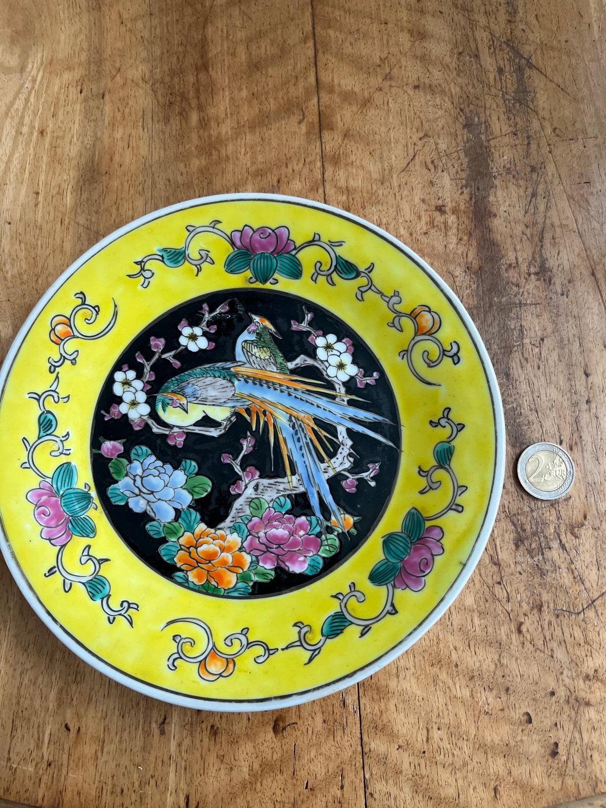 Decoratief Chinees bord met vogel en bloemen, Antiek en Kunst, Antiek | Porselein, Ophalen of Verzenden