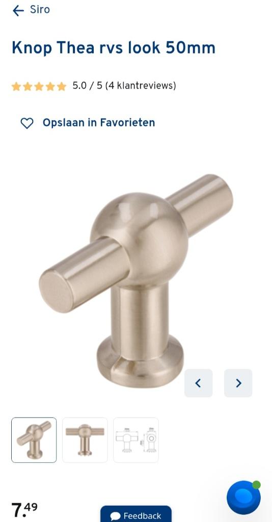 Knoppen / greepjes 'Thea' Anker 24 stuks, Huis en Inrichting, Ophalen, Minder dan 50 cm, Zo goed als nieuw, Minder dan 25 cm