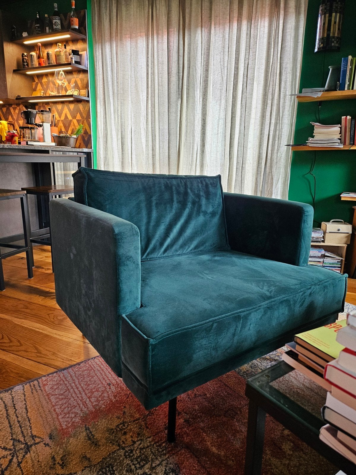Sissy boy Duchess velvet love seat Juke Groen, Huis en Inrichting, Ophalen, Eenpersoons, 75 tot 100 cm, Zo goed als nieuw