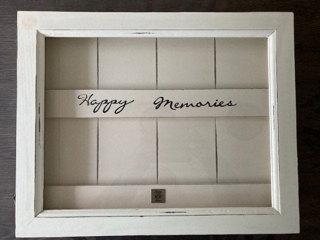 Houten fotolijst 'Happy Memories' Riviëra Maison met deur, Ophalen, Hout, Wit, Gebruikt