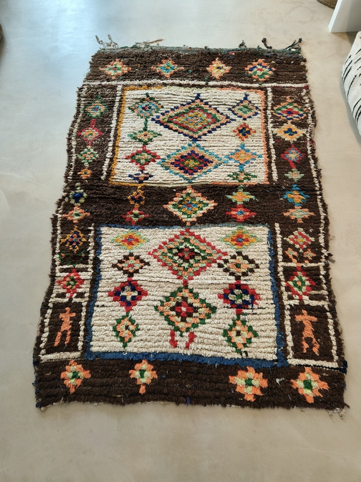 Marokkaanse Beni Ouarain vloerkleed tapijt kleed marokko, Ophalen, Gebruikt, 100 tot 150 cm, Wit