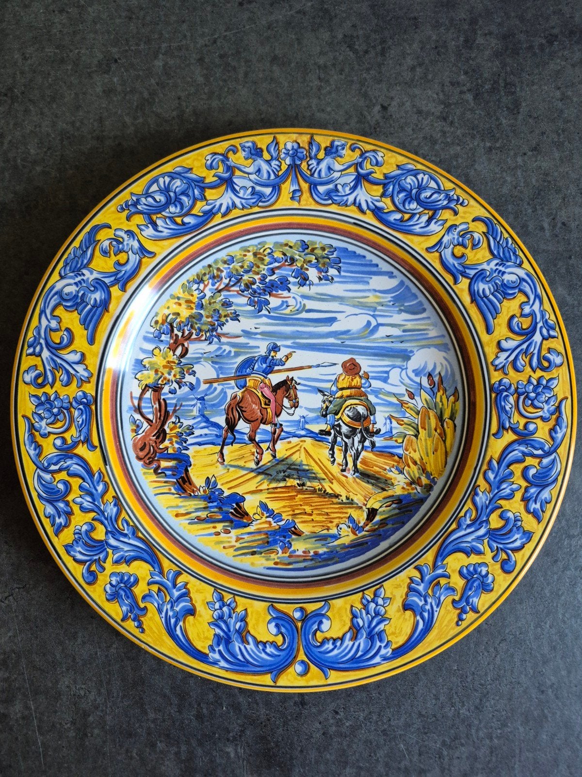 Prachtig Spaans  wandbord  Don quichot . gesigneerd, Antiek en Kunst, Ophalen of Verzenden