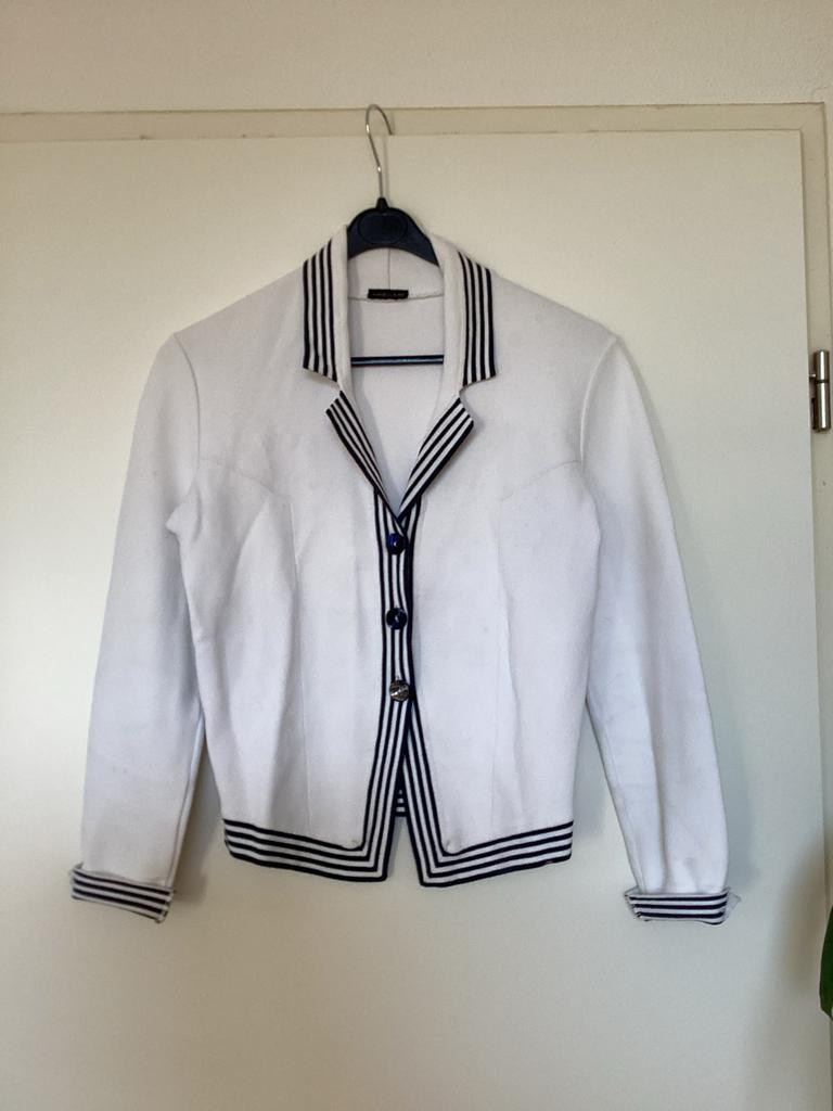 ANNECLAIRE vestjasje maat 36 wit met blauwe accenten, Kleding | Dames, Truien en Vesten, Ophalen of Verzenden, Gedragen, Maat 36 (S)