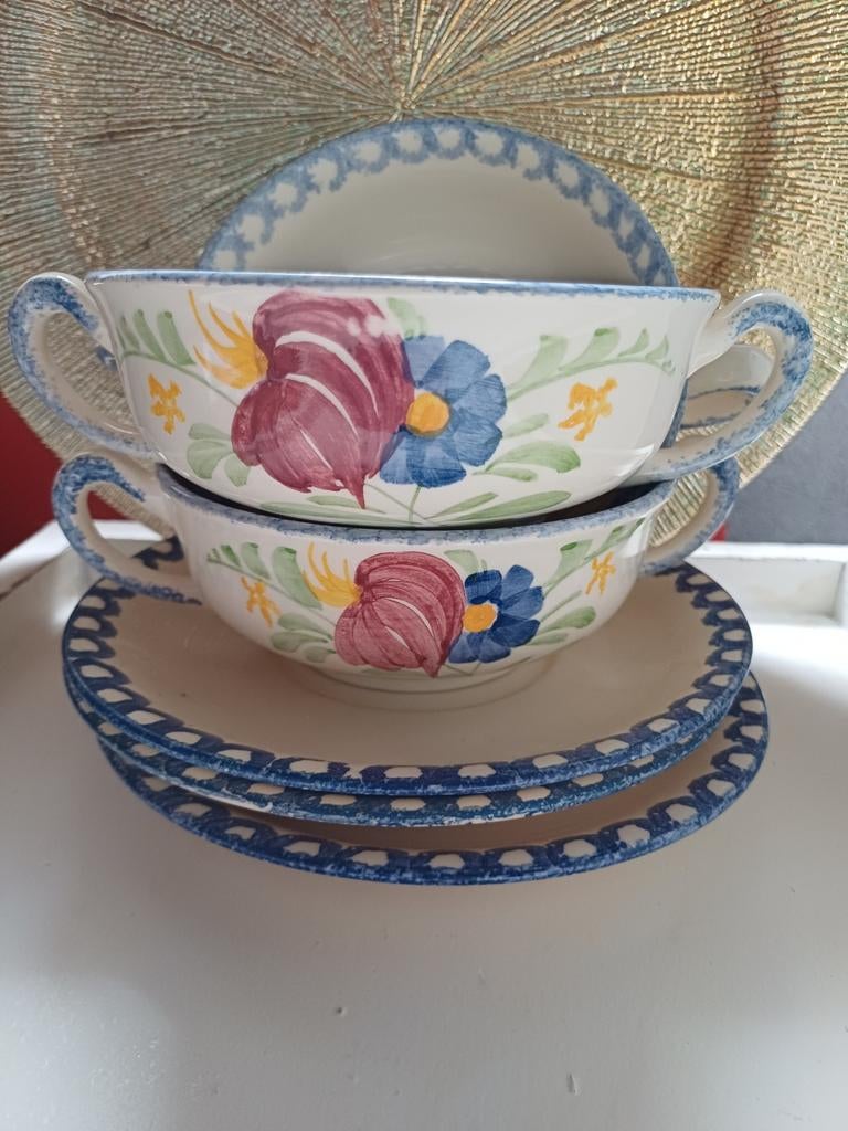 3 vintage handbeschilderde soepkoppen van Zell am Hamersbach, Ophalen