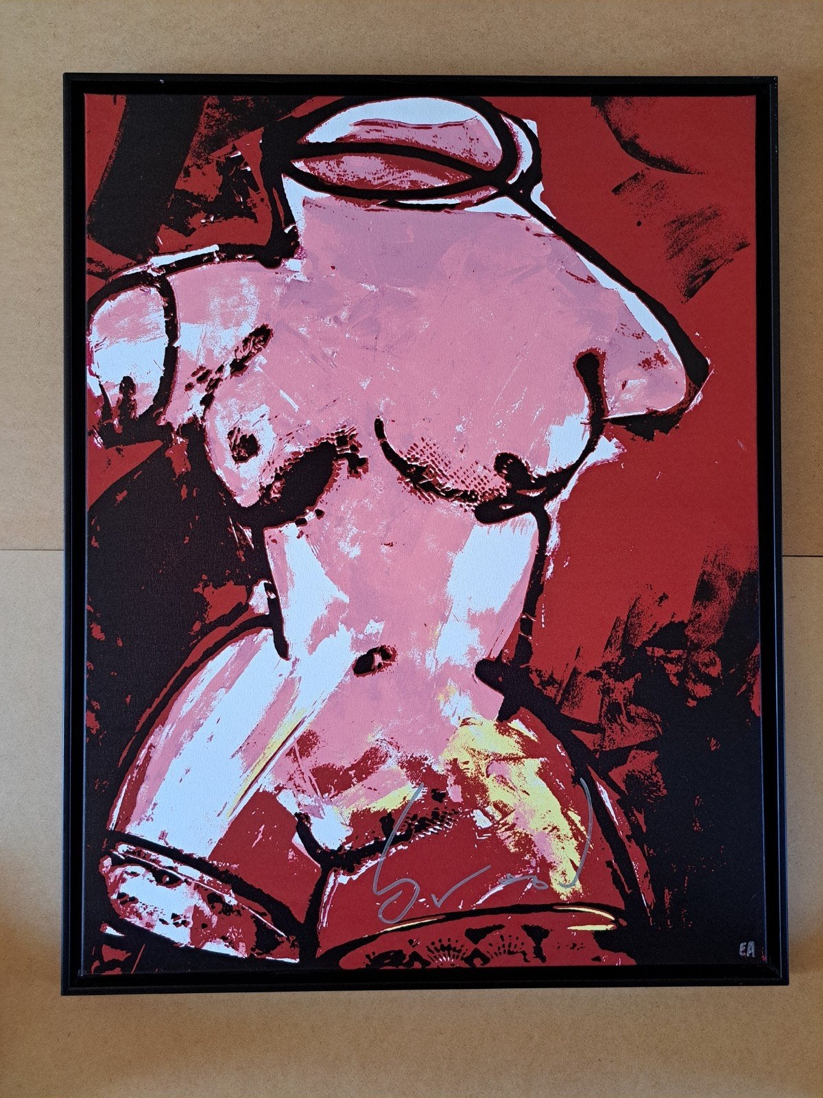 Herman Brood torso in rood en zwart EA zeefdruk op linnen, Ophalen, Figuren, Giclée, Gesigneerd