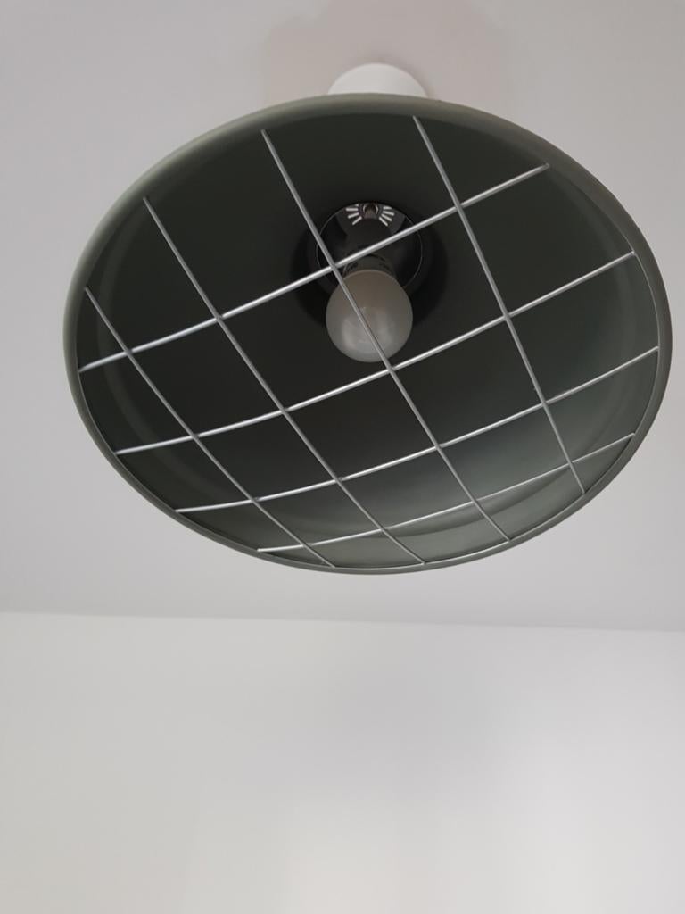 Hanglamp grijsgroen, rond 30cm, Ophalen of Verzenden, Zo goed als nieuw, Kunststof