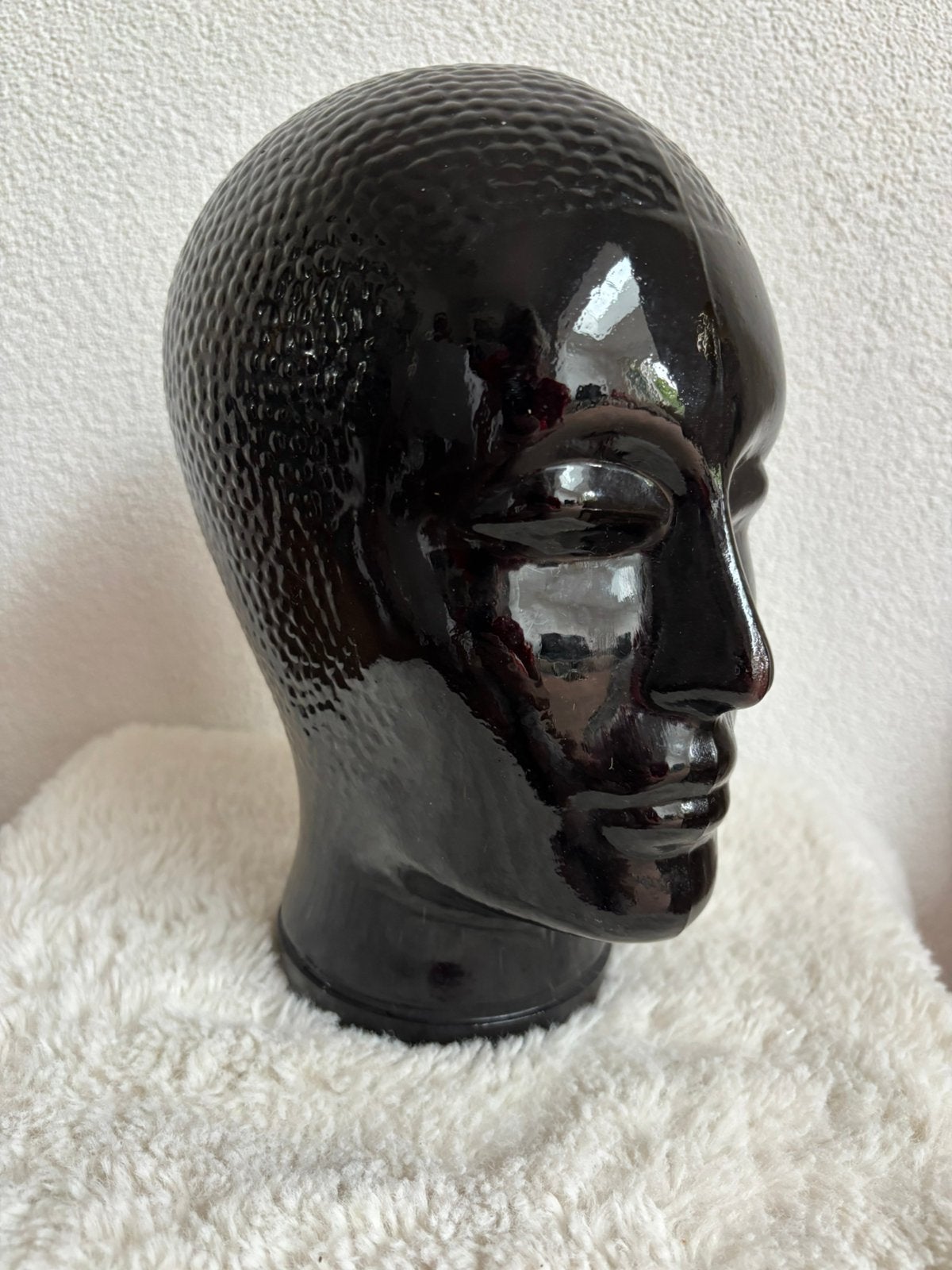 Mannequin-hoofd retro glas zwart 26 cm, Ophalen of Verzenden, Huis en Inrichting
