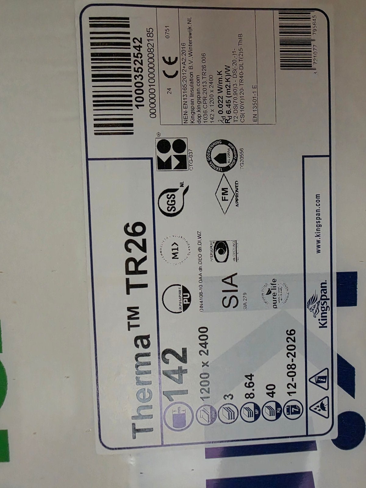 PIR isolatieplaten Kingspan Therma TR26 - 140mm dik, Ophalen, 10 tot 15 m², Nieuw, Hardschuim (Pir)