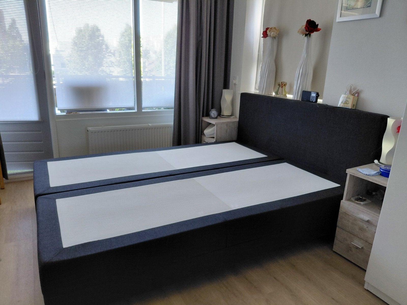 Tweepersoons electrische boxspring bed KIJKEN!!!, Ophalen, Bruin, 210 cm, Tweepersoons