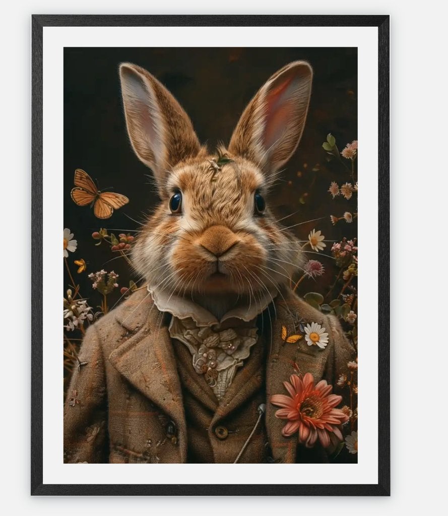 Vintage konijn schilderij, Ophalen, 50 tot 75 cm, Nieuw, Schilderij
