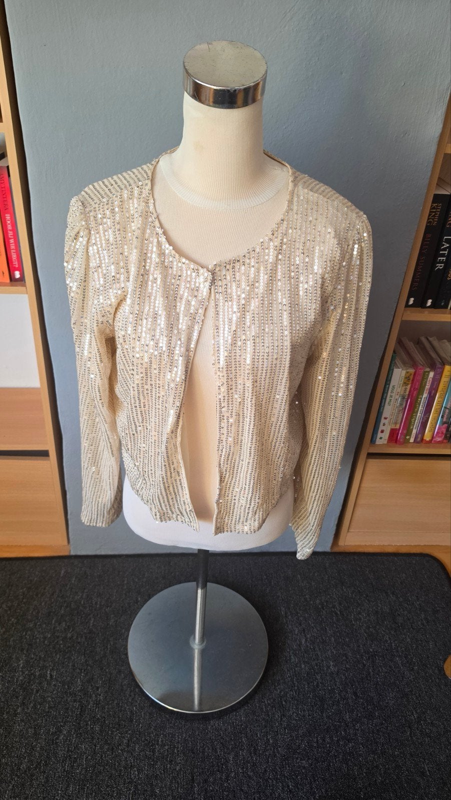 Gouden pailletten jasje maat L, Kleding | Dames, Geel, Maat 42/44 (L), Ophalen of Verzenden, Onbekend
