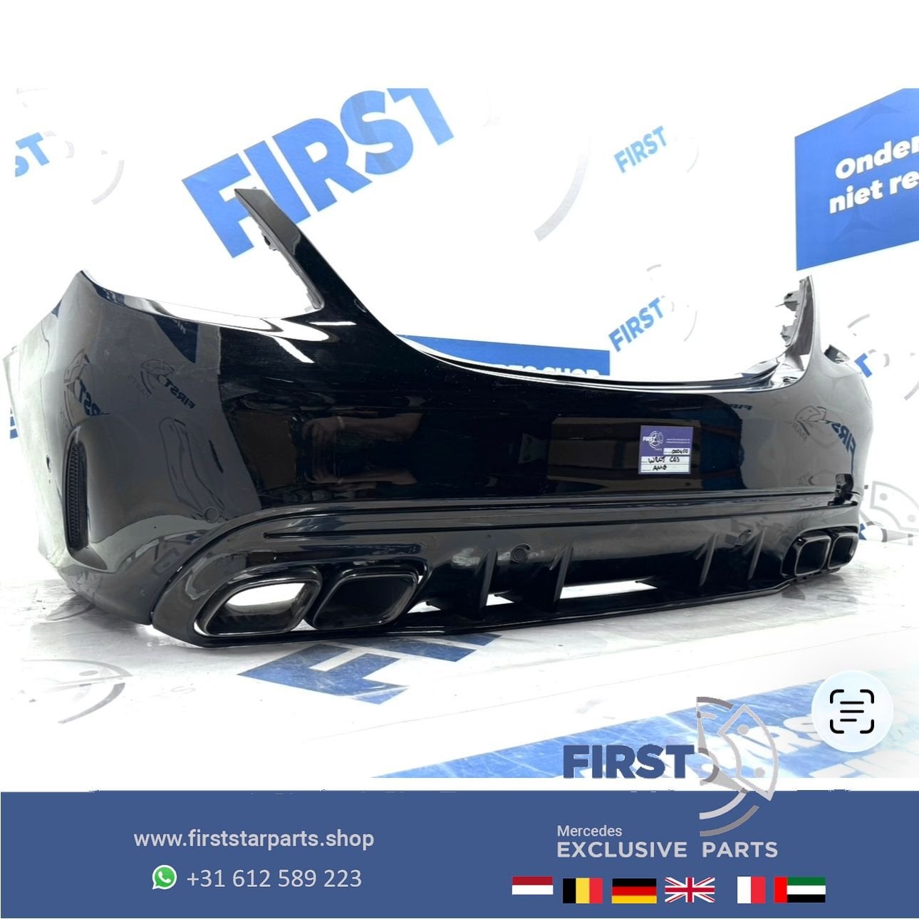 W205 BUMPER C63 AMG ACHTERBUMPER + UITLAATSIERSTUKKEN SET A2, Gebruikt, -, Ophalen of Verzenden, Achter