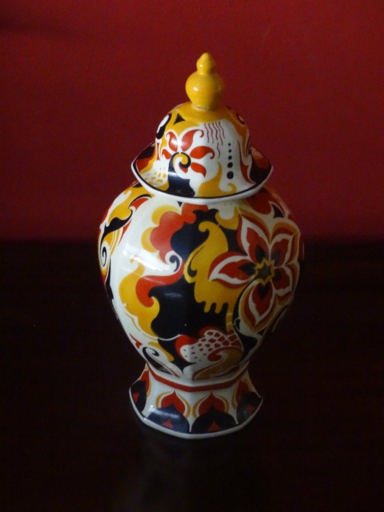 Soc.Ceramique art deco dekselvaas, Antiek en Kunst, Ophalen of Verzenden