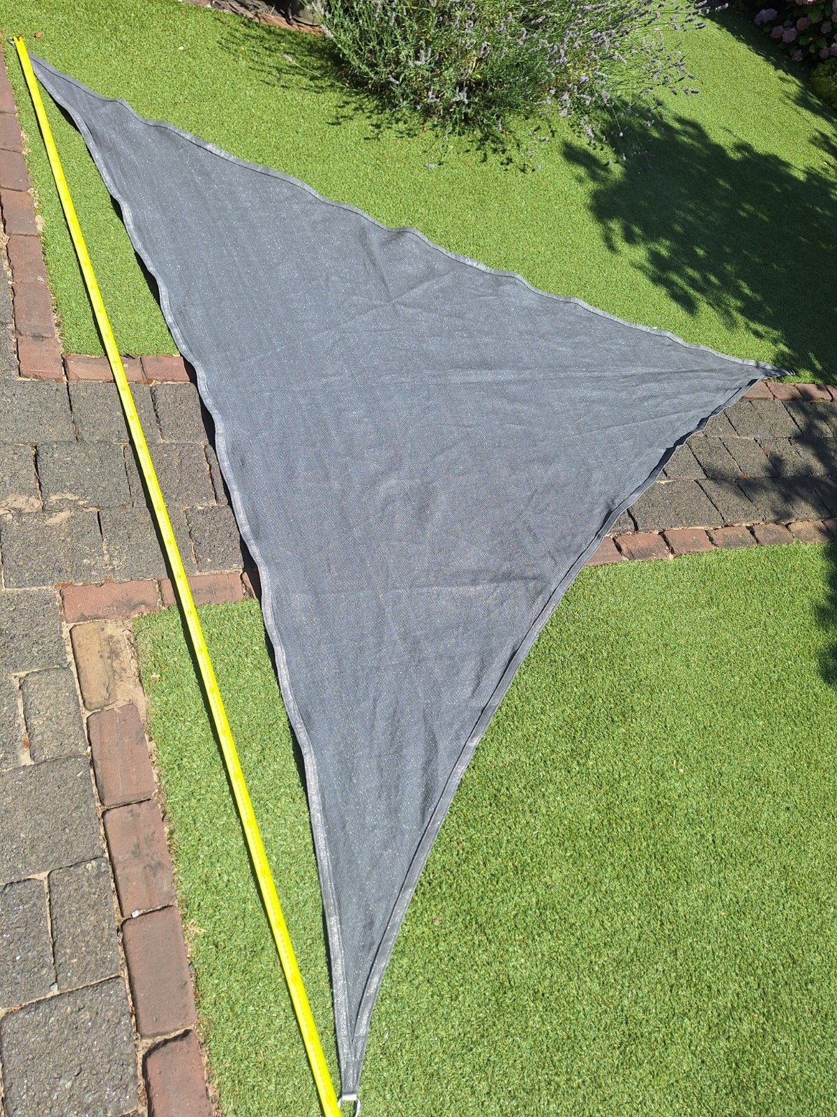 Schaduwdoek Driehoek 3.45x3.45x3.45m - UV Blok 90% - Grijs, Ophalen of Verzenden, Gebruikt
