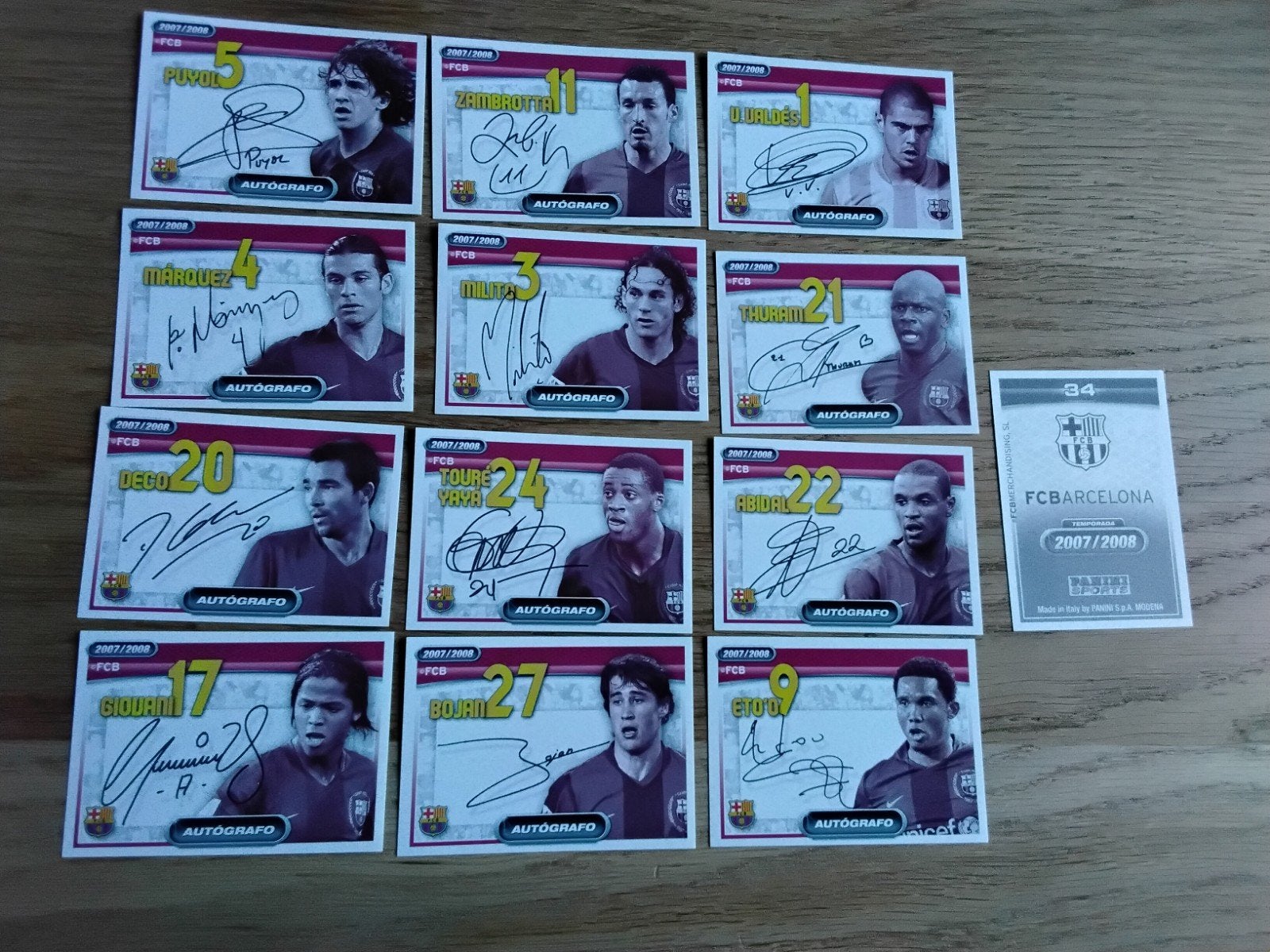 13 Panini Stickers FC Barcelona 2007-2008 met handtekening, Ophalen of Verzenden, Zo goed als nieuw, Buitenlandse clubs, Poster, Plaatje of Sticker